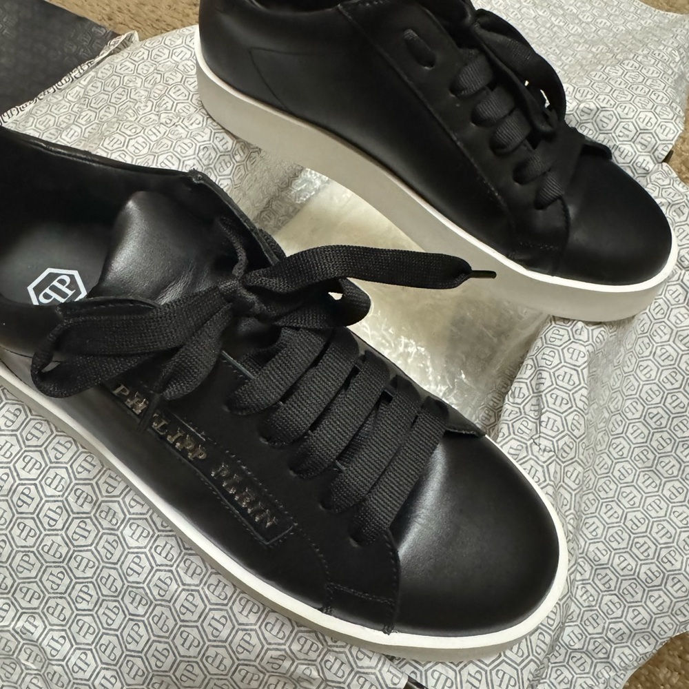 Black Leather Sneakers